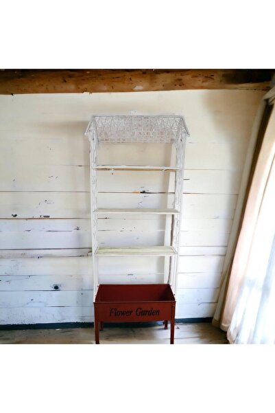 T.Concept Decorative Metal Flower Pot with Wooden Shelf - Garden Decor 205*72