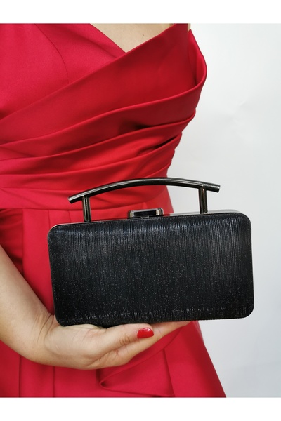 NAZART Жіноча лазерна чорна вечірня сумочка-клатч для весілля, заручин, вечір...