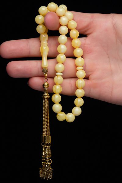 OTTOTESBİH مسبحة صلاة من خشب الصنوبر معطرة باللون الأصفر