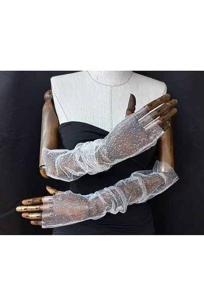 es moda shop Diamond fingerless bridal gloves white