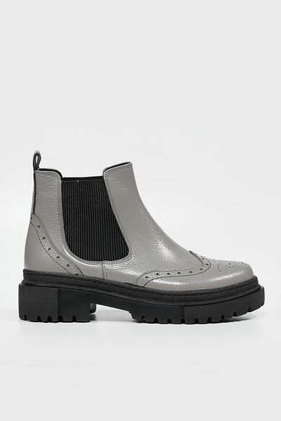 TUNAELLİ WOMEN'S GRAY GENUINE LEATHER NUMBER 35-41 CHELSEA BOOTS & BOOTIES