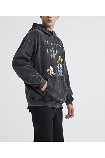 Touz Küt Küt Friends Printed Washable Vintage Unisex Oversize Hooded Sweatshirt