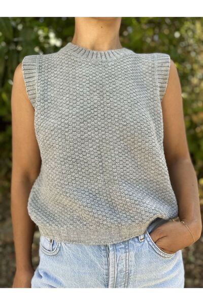 soBasic Велосипедний комір, спинка з деталями, безрукавний светр-кофта, сірий