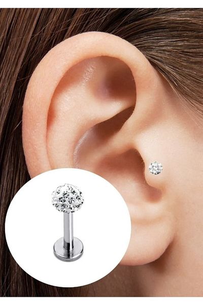 Işıl Işıl Surgical Steel Zircon Stone, Cartilage, Tragus, Lip, Helix Earlobe Piercing