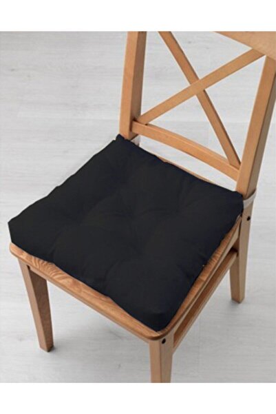 DY TEKSTİL ÜRÜNLERİ Crna kombinovana pufnasta četvrtasta stolica Min Koža 40 ...