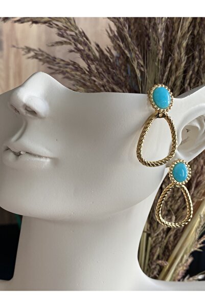 Lucios أقراط مسمار من الفولاذ المقاوم للصدأ بتفاصيل خرز أزرق عتيق