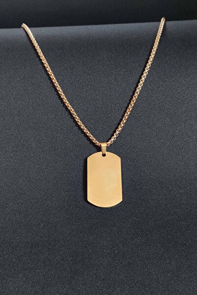 TREND COLLECTİON Paslanmaz Çelik Asker Künyesi Erkek Gold Zincir Kolye