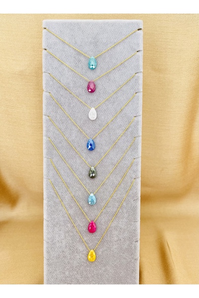 RM Bijuteri Zarif Damla Taş Gold Kolye