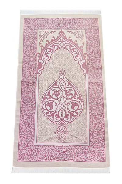 sin@rasta Set de covoare de rugăciune din tafta de lux de culoare fuchsia - cutie cadou pentru zestre, mărgele de rugăciune cu perle și Coran