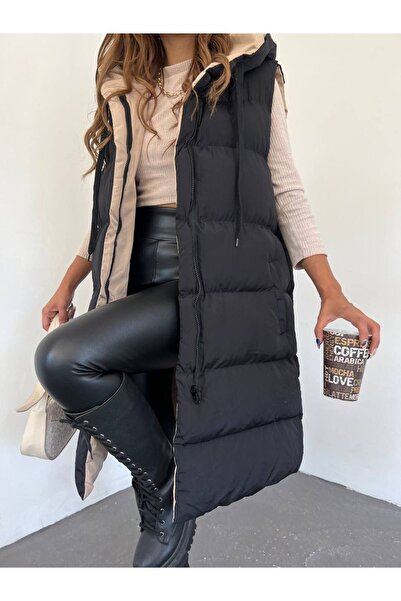 last summer Жіночий двосторонній довгий безрукавний надувний жилет з капюшоном 10601023