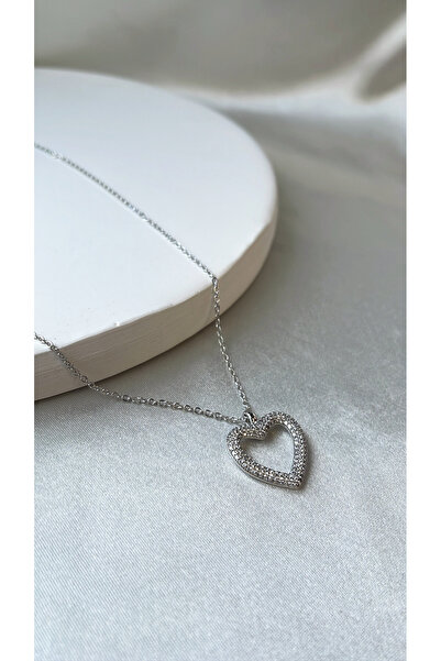 NİL Silver Jewelled Heart Necklace
