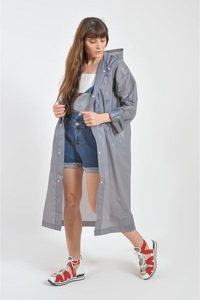 SARFEX Unisex Gray Water Windproof Raincoat Hooded