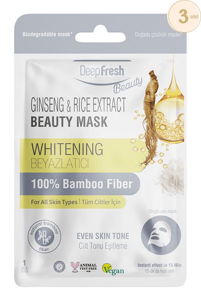Deep Fresh Skin Tone Equalizing Sheet Mask 3 Pieces |   Ginseng and Rice |   Whitening