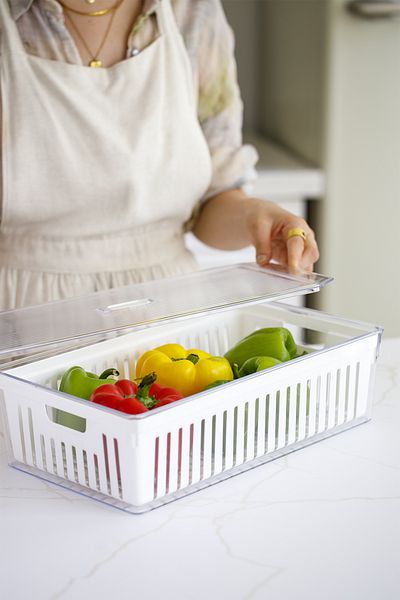 simplicity 3 Pieces Maxi Size Refrigerator Organizer with Strainer