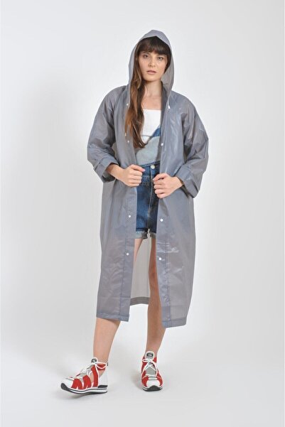 SARFEX Unisex Gray Water Windproof Raincoat Hooded