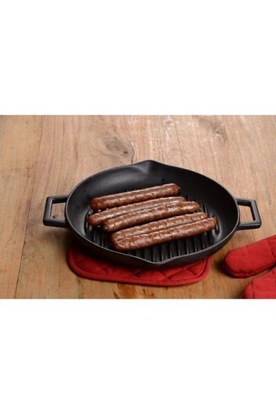 Lava Cast Iron Round Grill Pan with Metal Handle Diameter 30cm