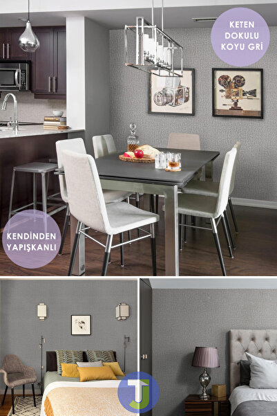 Technojet Самоклеюча оббивка для стільниці, шафи, столу в кухні та ванній кімнаті, що імітує льон, 60X300 см