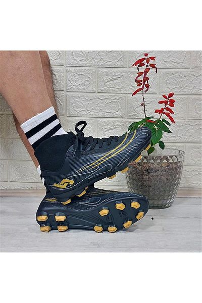 Jump 29676 Μαύρο-χρυσό Soccer Cleats Turf Field Soccer Shoes