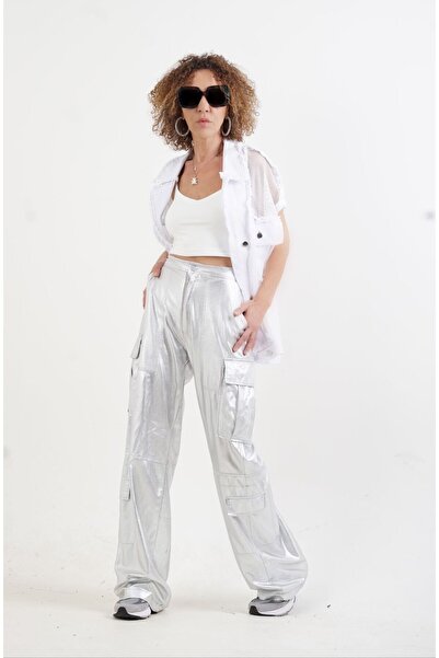 Zelish My Sister White Mesh Detailed Denim Vest