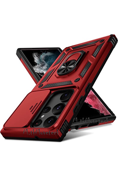 m.tk moveteck Samsung Galaxy S23 Ultra Kılıf Kamera Korumalı Sürgülü Yüzüklü ...