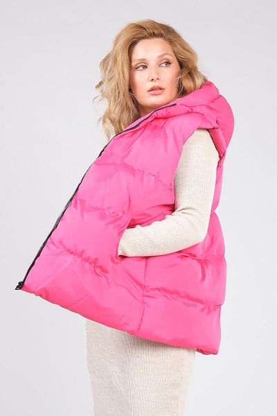 Giyim Dünyası Women's Hooded Puffer Vest Fuchsia