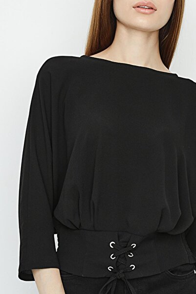 Select Moda Γυναικεία μαύρη μπλούζα με λεπτομέρεια στη μέση