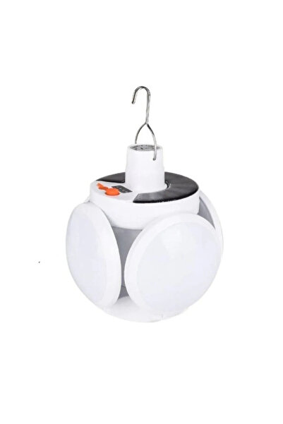 TeknoZar Yuvarlak Solar Ve Usb Girişli 5 Kanatlı 5 Modlu Kamp Bahçe Lambası