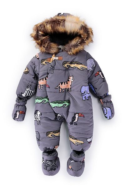 Midimod Gold 9-24 Months Animal Patterned Cosmonaut with Fleece Gloves and Slippers