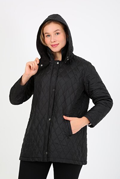 By Alba Collection Palton de damă, matlasat Slice, baklava, mărime mare, negru