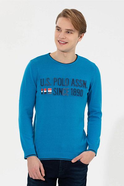 U.S. Polo Assn. Мъжки трикотажен пуловер с кръгла яка