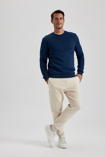 DeFacto Φούτερ με κανονική εφαρμογή Crew Neck Cotton Basic απλό T3777az23au