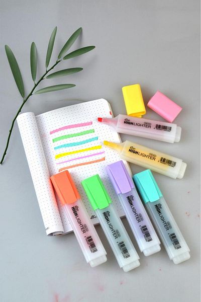 Kids Like Cengo 6 Color Soft Pastel Highlighter Set