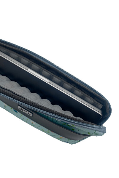Differ 13-14 Inçbebe Mavi Çiçek Desen Unisex Su Geçirmez Macbook/laptop/notebook/tablet Kılıfı