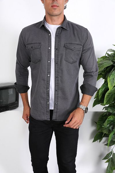 ENZİM JEANS Ανδρικό πουκάμισο τζιν που πλένεται