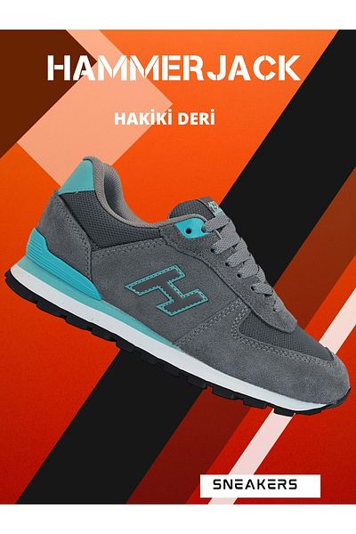Hammer Jack 1743-Peru Genuine Leather Anatomical Eva Sole Unisex Sneakers Shoes Gray Turquoise