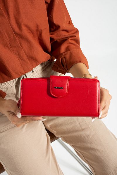 Grande 2723 Genuine Leather Women's Card Holder, Paper & Coin Compartment Model Stylish Card Holder Wallet RED