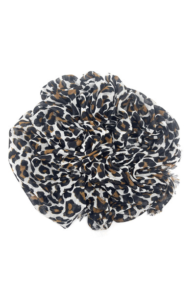 nazipek Leopar Desen Flamlı Pamuklu Yazma Eşarp 100x100cm