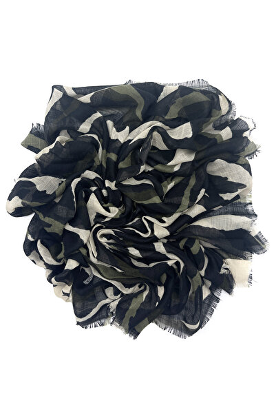 nazipek Zebra Desen Flamlı Pamuklu Yazma Eşarp 100x100cm