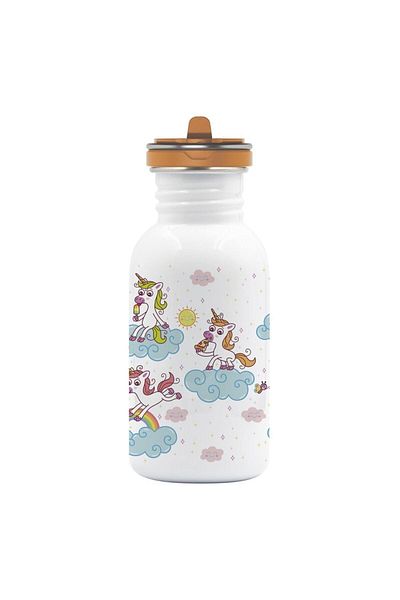 LAKEN 0.50L Capacity Steel Color Basic Single Leather Bottle - Flow Cap Lkbsfpo