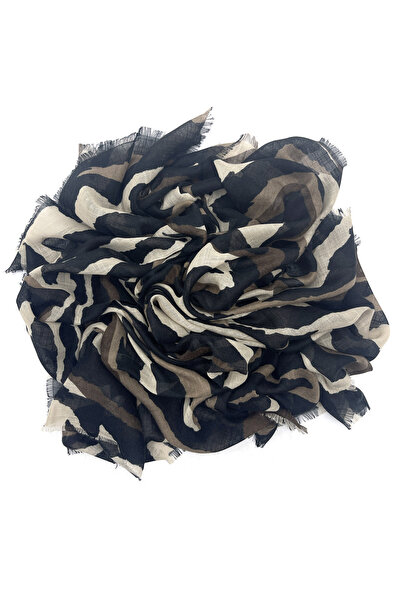 nazipek Zebra Desen Flamlı Pamuklu Yazma Eşarp 100x100cm