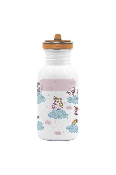 LAKEN 0.50L Capacity Steel Color Basic Single Leather Bottle - Flow Cap Lkbsfpo