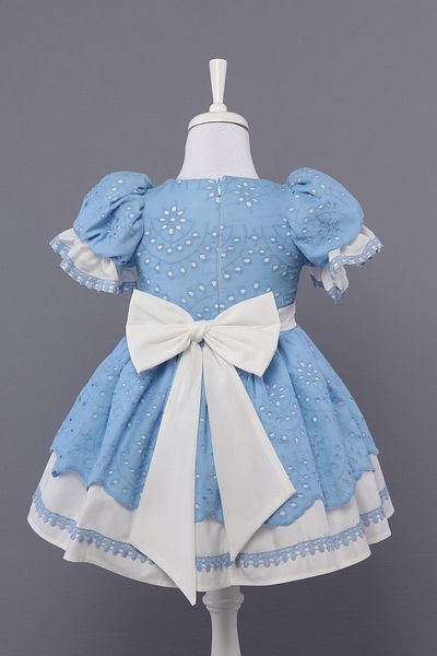 HAPŞII KİDS Girl's Balloon Sleeve Lace Front Embroidered Dress