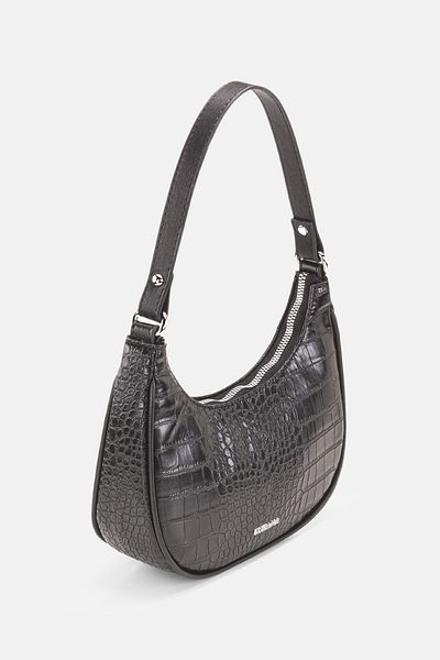 Housebags Geantă de umăr ovală crocodil neagră pentru femei 240