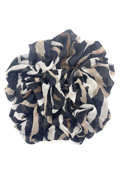 nazipek Zebra Desen Flamlı Pamuklu Yazma Eşarp 100x100cm