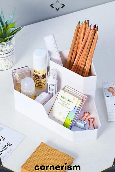 LİGROUND Cornerism 3-Compartment Corner Organizer Make-up Organizer Organizer Pen Holder Multi-Purpose Organizer
