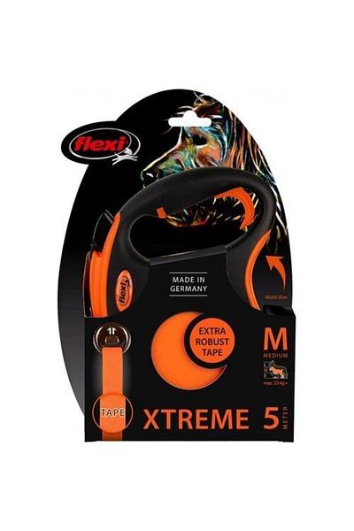 Flexi حزام المشي الأوتوماتيكي Xtreme للكلاب باللون البرتقالي مقاس صغير 5 أمتار