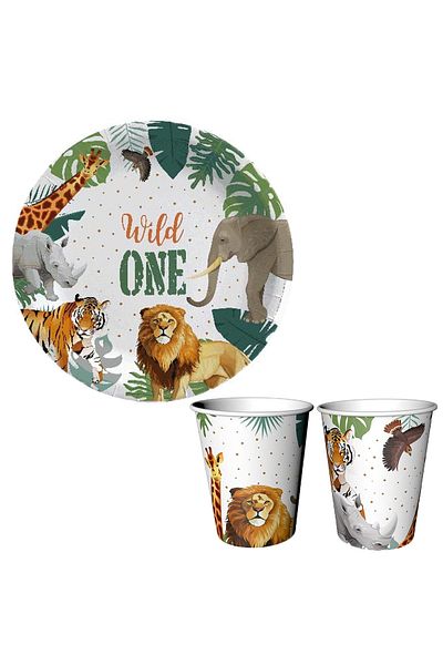 kidspartim Wild One Cardboard Plate Cup 8 Pieces