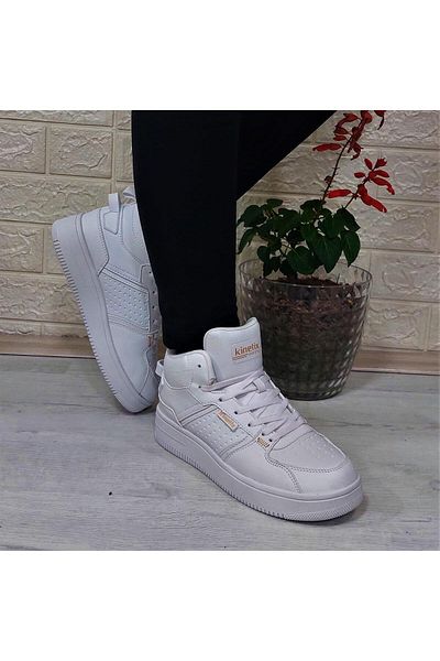 Kinetix Enner Pu Hi White High-Rise Non-Slip Sports Shoes