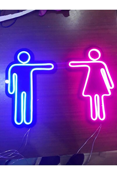 dekoraven Kadın & Erkek Wc Tuvalet Neon Led Tabela Kafe Bar Dekor(26x40)x2