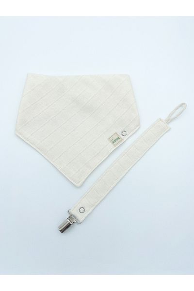Le Petite Histoire Pacifier Strap (washable) and Drool Scarf 100% Cotton Muslin
